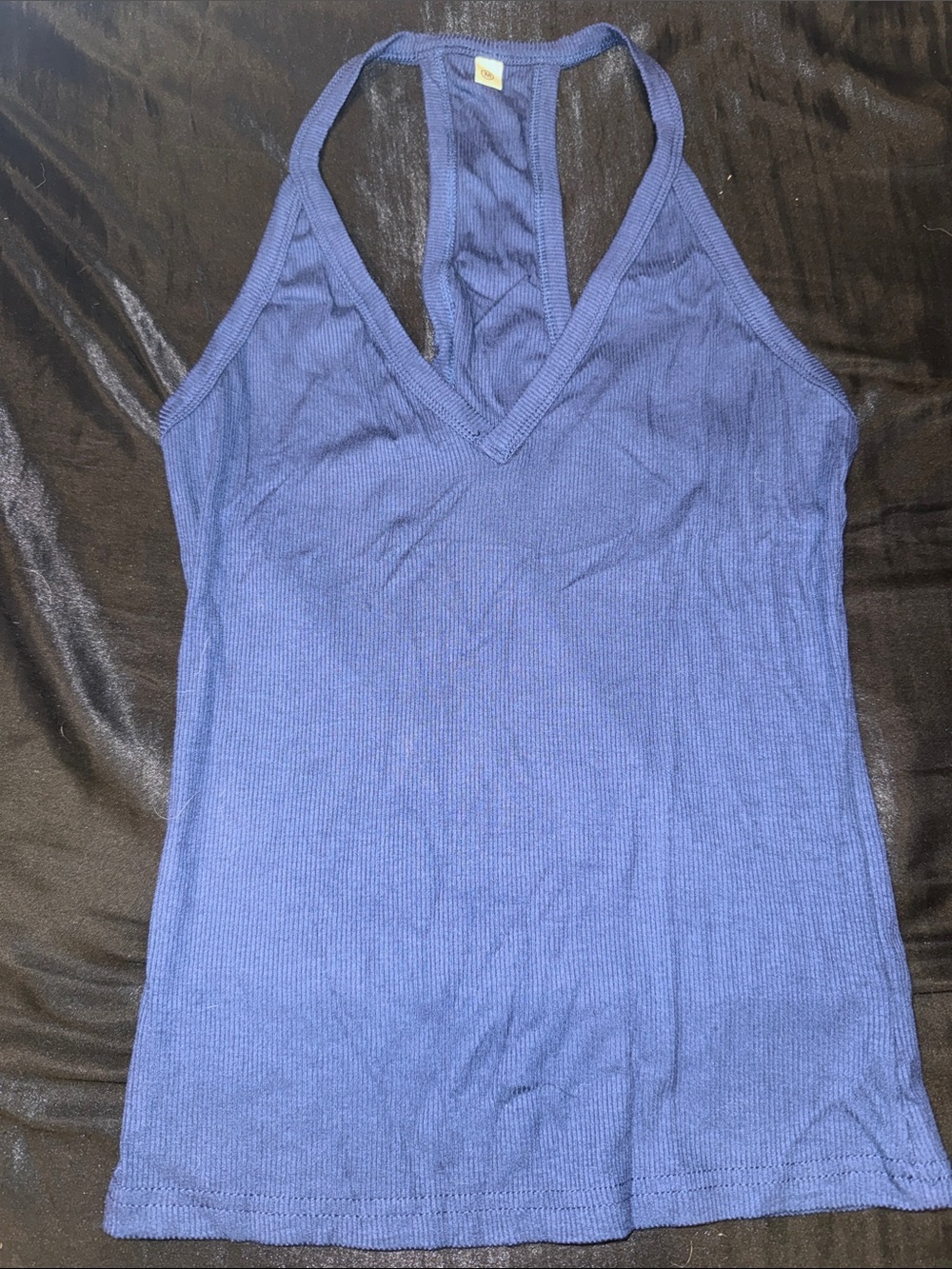 Women’s Blue Ribbed V-Neck Tank Top